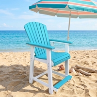 Chaise de comptoir ergonomique en HDPE Adirondack, tabouret de bar haut d'extérieur avec larges accoudoirs et repose-pieds, mobilier écologique facile à nettoyer