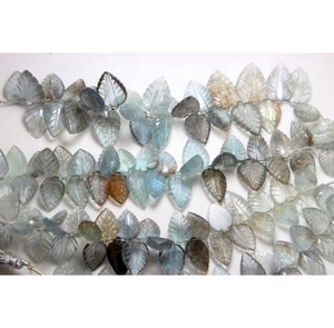 Cuentas de Aguamarina Natural de 8 pulgadas de alta calidad, cristal azul suelto y talla en forma de hoja facetada de piedra para uso en joyería - Product Image 4