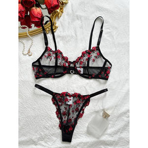 Hot Selling Items Exquisite Lightweight Floral Print <b>Lace</b> and Mesh <b>Lingeries</b> Sets - Product Image 3