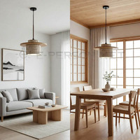 Lampes suspendues en forme de soucoupe volante en bois inspirées du style Wabi-Sabi japonais pour chambre à coucher, lustre en pierre jaune trouée pour restaurant