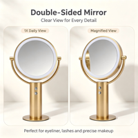Miroir de maquillage LED moderne en métal, miroir de vanité éclairé, miroir de beauté de bureau, miroir cosmétique personnalisé, vente en gros d'usine