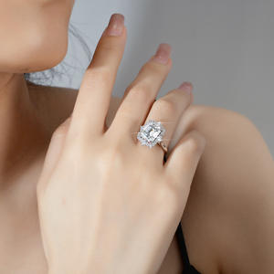 Argento 925 originale 4 carati taglio smeraldo Pass <span class=keywords><strong>Diamond</strong></span> <span class=keywords><strong>Test</strong></span> D colore rettangolo Moissanite fede nuziale con certificato GRA - Product Image 4