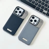 Cadre en cuir de luxe étui de téléphone magnétique pour iPhone 16 15 14 13 12 11 Pro Max Plus alliage porte-objectif PC antichoc couverture de téléphone