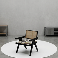 Fauteuil de salle à manger en bois massif de style mid-century avec revêtement en tissu pour hôtels et restaurants, fabriqué en Chine