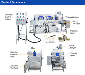 Laveuse industrielle de conteneurs vides, de bouteilles, de pots et de canettes, à tunnel, pour lavage interne et externe, certifiée CE - Product Image 3