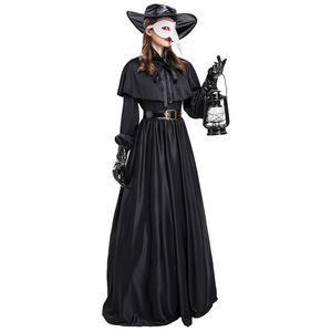 Costume de médecin de la <span class=keywords><strong>peste</strong></span> médiéval steampunk européen américain pour adulte avec masque à bec d'oiseau, masque à long bec de corbeau, robe - Product Image 6