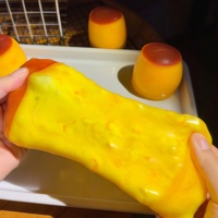 Jouet anti-stress ASMR souple et croustillant en forme de bloc rond, rempli, pour adultes, type pudding au caramel
