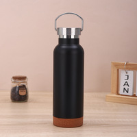 Botol Air Camping Stainless Steel Botol Air Logam Besar dengan Pegangan dan Tutup Bambu Anti Bocor