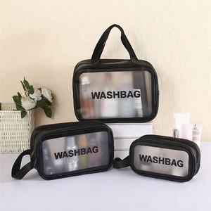 Custom Logo PU Leather PVC Transparent Clear Zipper Beauty Organizer <b>Storage</b> Bath Wash Cosmetic Makeup <b>Bag</b> - Product Image 3
