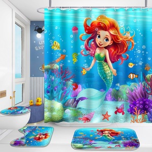 Cortina de Ducha de Poliéster con Diseño de Vida Marina, Cortina de Baño con Impresión Digital Personalizada, Juego de Cortinas de Ducha Impermeables, Venta al por Mayor 2 - Product Image 1