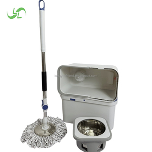 Yeni kendi kendini temizleyen mikrofiber zemin paspası Set ile çelik direk PP plastik kafa eller serbest çift kova tekerlek oturma odası kullanımı için - Product Image 5