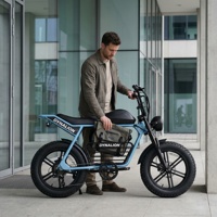 Vélo électrique étanche 48V 16Ah avec écran LCD, vélo électrique vintage Scrambler à pneus larges pour les trajets quotidiens rapides