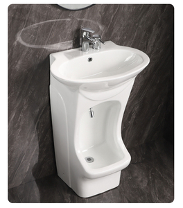 Lavabo Ovalado de Cerámica 2 en 1 para Lavado de Pies (Wudu), <span class=keywords><strong>con</strong></span> <span class=keywords><strong>Pedestal</strong></span>, para Baño de Hotel y Uso Doméstico - Product Image 1
