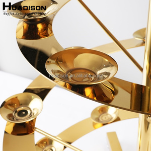Huadison Catering Supplies Royal Gold Buffet Display Risers Stainless Steel Spiral Catering <strong>Stand</strong> for Wedding Party Decorations - Product Image 6