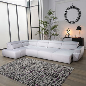 โซฟาเข้ามุมรูปตัวแอล ผ้าสีขาวทันสมัย จากโรงงาน OEM พร้อมระบบปรับเอนไฟฟ้าแบบยืดหดได้ สำหรับบ้านพักตากอากาศ - Product Image 1