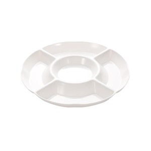 White Five Compartment Round Plastic Platter For Party Food Serving 25Cm Modern Design - Product Image 5
