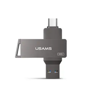 USAMS الجملة الترويجية مخصص 256G128G 64G 32G 16G نوع-C USB3.0 Usb عصا وتغ فلاشة مزودة بفتحة يو إس بي محركات