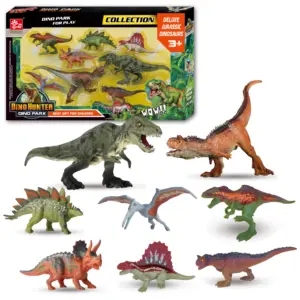 Sumber daya belajar mainan pendidikan realistis Mini mainan 8 buah liar hewan Kerajaan Set Model boneka dinosaurus realistis untuk anak-anak