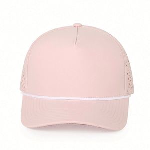 Casquettes de baseball perforées à découpe laser imperméables de haute qualité pour la vente en gros, avec logo personnalisé et cordon - Product Image 3