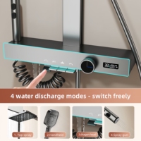 Ensemble de douche intelligent de luxe en alliage d'aluminium chromé, thermostat numérique mural, mitigeur de pluie, bouton piano, jet doux