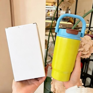 New High Color Value 316 Stainless Steel <b>Thermos</b> Cup Double Straw Vacuum Insulation Large Capacity Outdoor Handle Customization - Product Image 4
