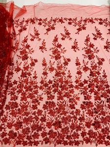 Tissu en dentelle brodée de fleurs à perles 2025, tissu en dentelle française à sequins et perles Y35968 - Product Image 6