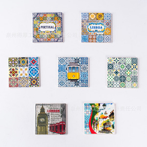 Aimants de réfrigérateur en céramique de style portugais, carrés, lot de plusieurs pièces, thème de la ville de Porto, cadeau souvenir - Product Image 5
