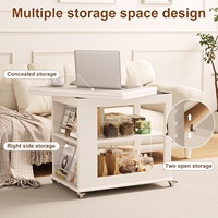 Table à manger pliante en bois avec roulettes, design élégant à 2 niveaux, rangement dissimulé, 2-4 places, meubles de salle à manger assemblés, stock US, BJ056