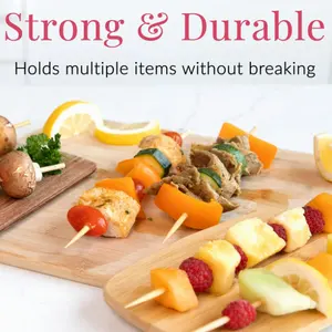 Package Custom Card Head Bamboo Skewers Disposable Barbecue Sticks With Wood Handle For Grilling Parties For Cleaning
