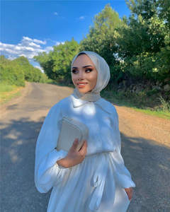 Premium tradizionale preghiera islamica abbigliamento etnico Dubai musulmano Ramadan <span class=keywords><strong>arabo</strong></span> colletto rovesciato abito Hijab Abaya <span class=keywords><strong>bianco</strong></span> - Product Image 4
