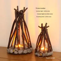 Lampe de nuit 3D rétro en forme de branche, LED créative faite à la main, effet feu de joie, décoration de table