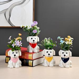 MSH Vente en gros de pots à fleurs en céramique en forme de <span class=keywords><strong>petit</strong></span> <span class=keywords><strong>chien</strong></span> pour plantes vertes, cadeau d'anniversaire pour garçon - Product Image 1