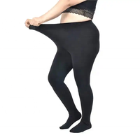 Hiver Chaud Thermique Léger Polyester Leggings Femmes Cosy Brossé Noir Collants Polaire Doublé Pieds Leggings Grande Taille