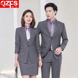 OEM <span class=keywords><strong>Terno</strong></span> Traje gris Hombres y mujeres con el mismo estilo Hotel Recepción Ropa DE TRABAJO Trajes de hombre Traje de negocios de 2 piezas - Product Image 3