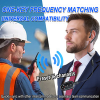Mini Walkie Talkies con Auriculares, Control por Voz con IA, Versión Mejorada, Manos Libres, Carga, 16 Canales para Restaurante, Hotel