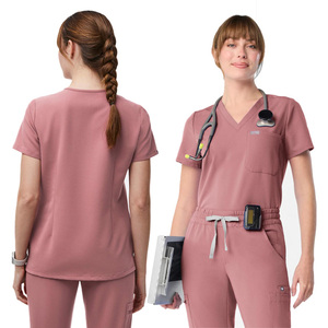Set <span class=keywords><strong>di</strong></span> Divise Mediche per Infermieri e Dottori in Spandex Intrecciato con Logo Personalizzato, Traspiranti, Comode, per Ospedale, Ordini OEM e Grandi Quantità - Product Image 2