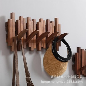 Wooden Piano Key Style <b>Wall</b> Mount Coat Rack With Hat <b>Hook</b> Multipurpose Entryway Storage Rack Rectangle Shape Creative Design - Product Image 2
