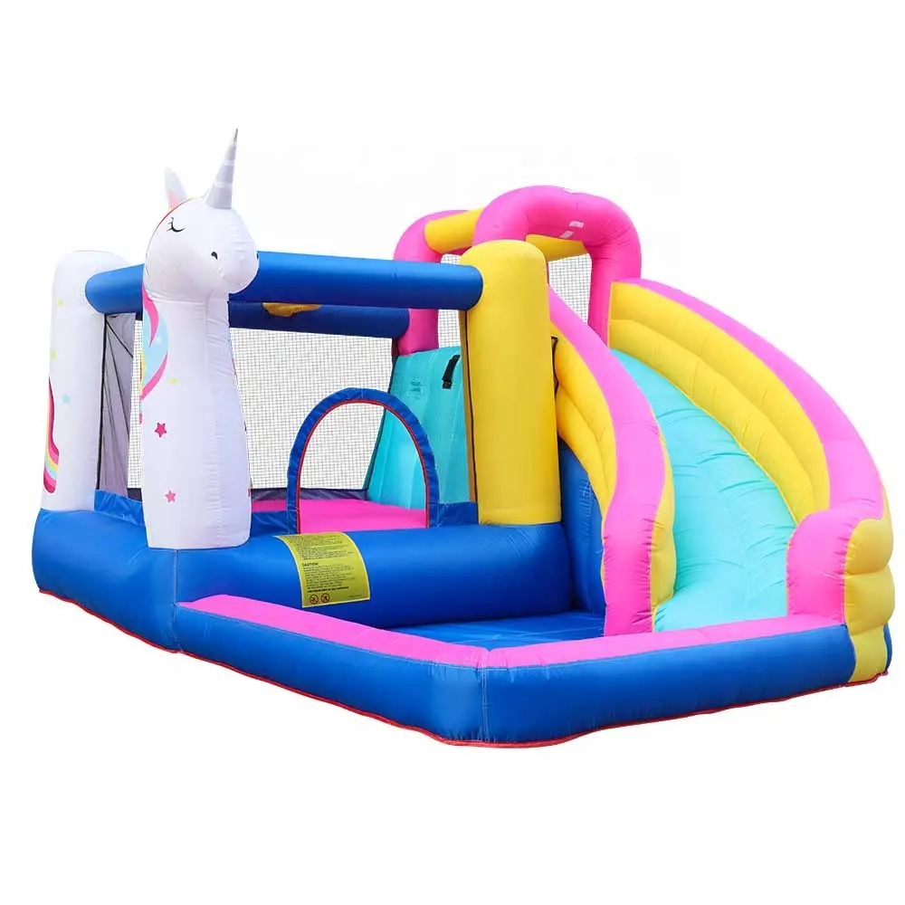 Thương Mại Nhân Vật Sân Chơi Nhảy Slide Bouncer Combo Inflatable Trang Trại Bouncy Castle Unicorn Bounce House Để Bán