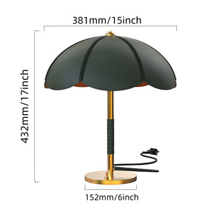 Hiện đại sáng tạo đánh bóng cơ sở đồng thau đèn cạnh giường ngủ với kết cấu da mái vòm bóng râm cho phòng ngủ hoặc phòng khách bảng ánh sáng - Product Image 5