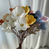 Bunga Magnolia Simulasi Elegan, Rangkaian Bunga untuk Dekorasi Dinding, Meja, Pesta Ulang Tahun, dan Acara Peringatan, Tata Letak Artistik