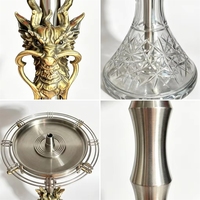 Set de Mini Hookah de Acero Inoxidable Estilo Árabe con Acabado Esmerilado, Conexión USB, 1 Manguera, Caja de Regalo para Uso en Bares, Discotecas y Salones