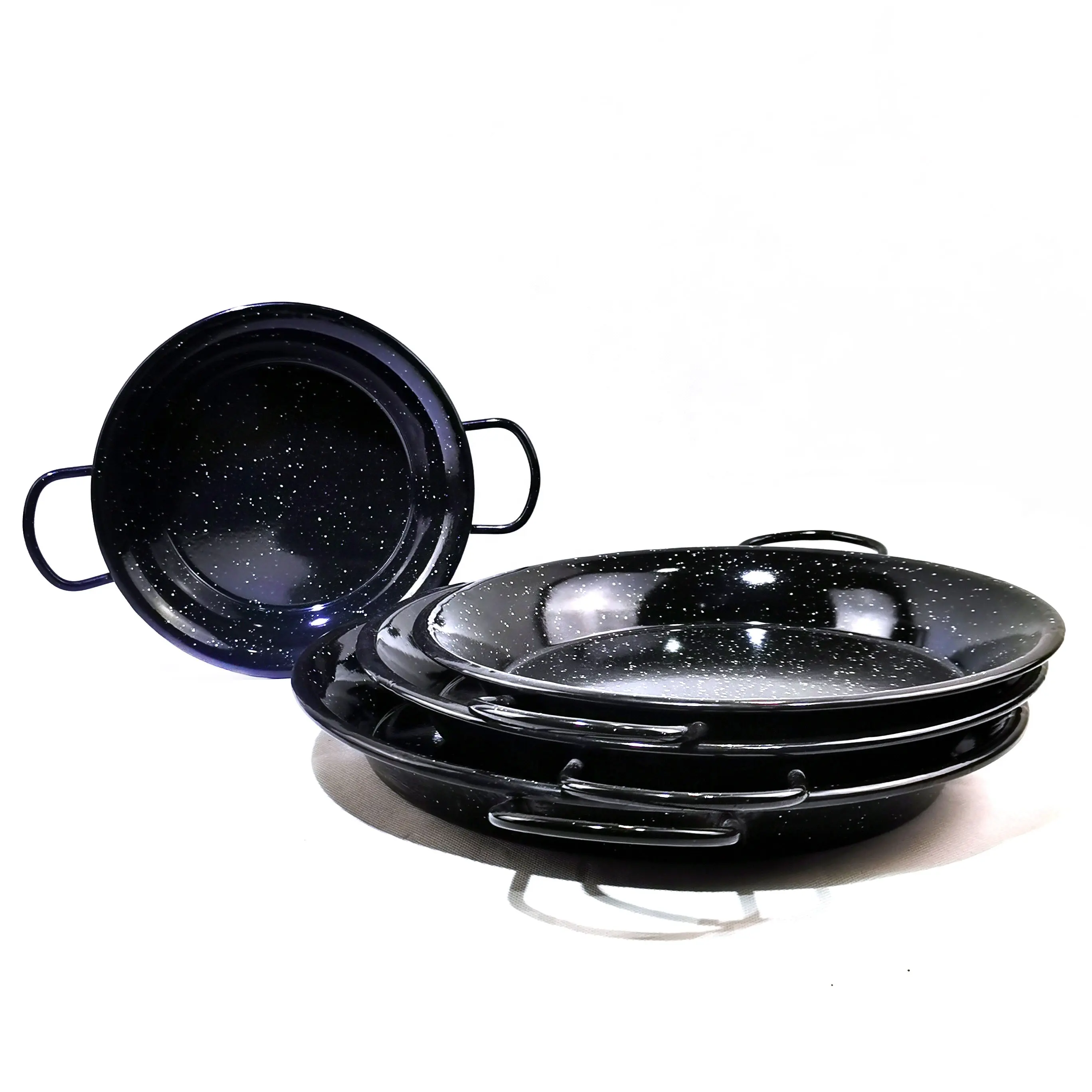 คาร์บอนเหล็กเคลือบหม้อและ Grill Pan Non-Stick กระทะทอดเครื่องครัว2จับ