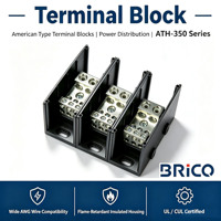 Borne de distribution d'alimentation de type américain série ATH-350, 350A 600V, connexion à vis, aluminium étamé, certifiée UL CUL