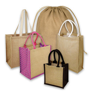 Sac fourre-tout en jute naturel réutilisable personnalisable, emballage cadeau cosmétique, pochette à cordon avec poignée pour le shopping - Product Image 5