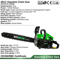 Tronçonneuses à essence 2 temps 45cc 52cc 58cc, outils de jardinage à essence, scies à chaîne à essence 16" 18" 20" pour la coupe du bois et des arbres