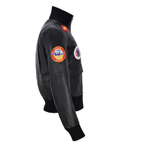 Veste d'aviateur pour femme en cuir Nappa noir vintage 100% authentique, style Top Gun, finition vintage, fermeture éclair YKK, personnalisable - Product Image 3