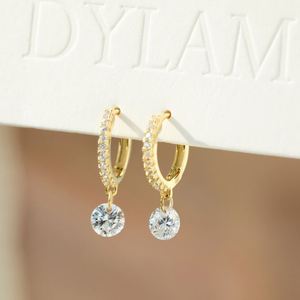 Dylam Jewelry Supplier Manufacturer 925 <b>Silver</b> Elegance Design Dangle 5A Zirconia <b>Clip</b>-on Hoop Earrings Jewelry for Women - Product Image 5