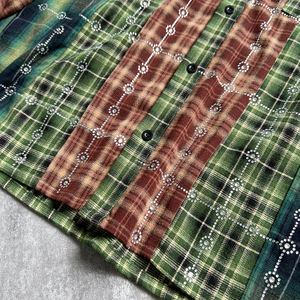 Luxury Heavyweight Boxy <b>Long</b> <b>Sleeve</b> <b>t</b> <b>Shirt</b> Streetwear Oversized <b>Button</b> up Cotton <b>T</b>-<b>shirt</b> Custom Plaid Flannel Rhinestone <b>Shirt</b> - Product Image 4