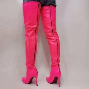 Bottes hautes pour femme en PU fantaisie avec fermeture éclair arrière, à talon aiguille, bout pointu, longues, jusqu'au-dessus du genou, grande taille 47 - Product Image 6