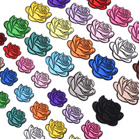 Applique décorative brodée en tissu tissé en forme de rose avec motif perforé pour vêtements, pantalons, vestes et denim